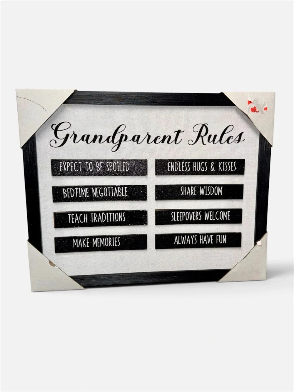 NWT- “Grandparent Rules” Framed Wall Sign/Home Decor